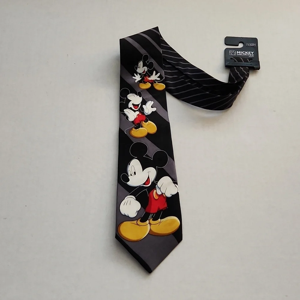 Vintage Mickey Unlimited Classic Mickey Mouse Neck Tie Satin 100% Silk